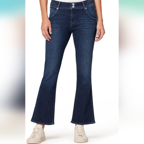 Hudson Collin Blue Jeans Denim Pants Mid-Rise Bootcut Crop Button Flap Pocket 28 - Picture 1 of 16